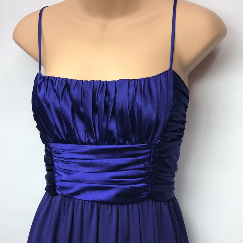 SUZI CHIN Womens Dress Satin Hyacinth Rouch Prom Party Evening Sz 4